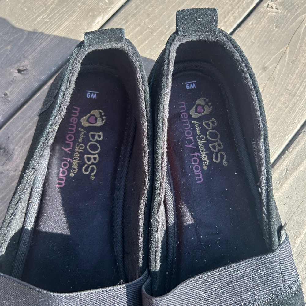 BOBS from Skechers Womens Luxe Fashion Slip-On Flats Black Suede Leather Size 9 - Picture 4 of 10